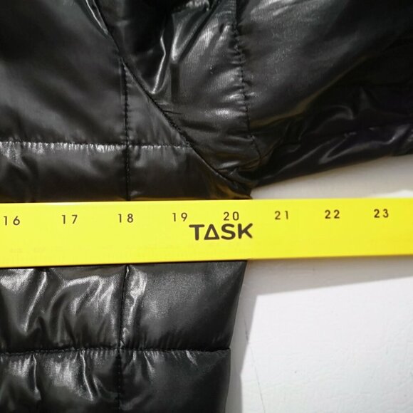 Old Navy Ladies Size Medium Shiny Black Fleece Lined Puffer Bomber Jacket - Picture 10 of 12